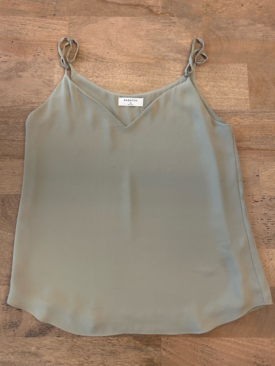Babaton Tops - Babaton Sage Green Silk-Feel V-Neck Tank